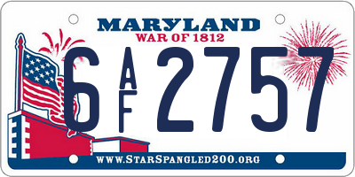 MD license plate 6AF2757