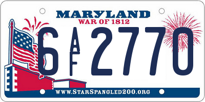 MD license plate 6AF2770