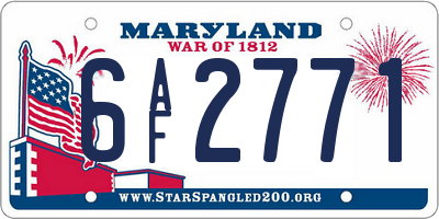 MD license plate 6AF2771