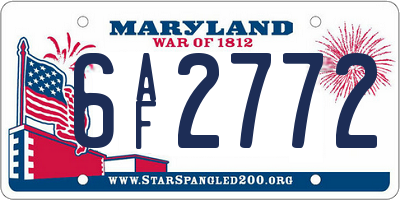 MD license plate 6AF2772