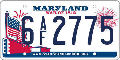 MD license plate 6AF2775
