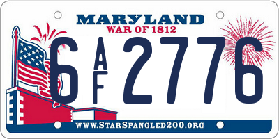 MD license plate 6AF2776