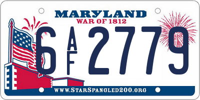MD license plate 6AF2779
