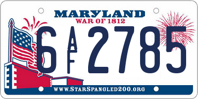 MD license plate 6AF2785