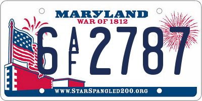 MD license plate 6AF2787