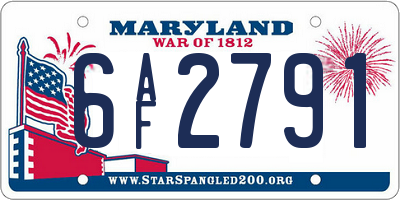 MD license plate 6AF2791
