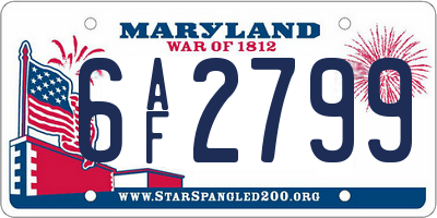 MD license plate 6AF2799
