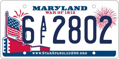 MD license plate 6AF2802