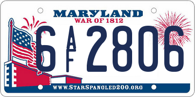 MD license plate 6AF2806