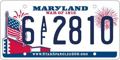 MD license plate 6AF2810