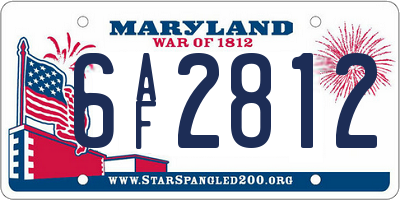 MD license plate 6AF2812