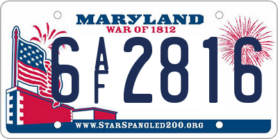MD license plate 6AF2816