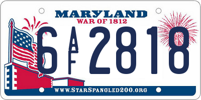 MD license plate 6AF2818