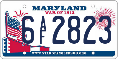 MD license plate 6AF2823