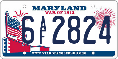 MD license plate 6AF2824