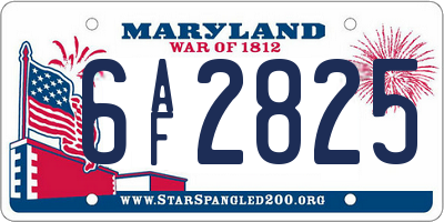 MD license plate 6AF2825