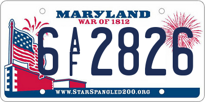 MD license plate 6AF2826