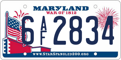 MD license plate 6AF2834
