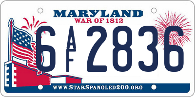 MD license plate 6AF2836