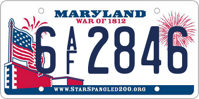 MD license plate 6AF2846