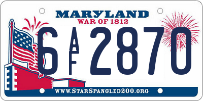 MD license plate 6AF2870