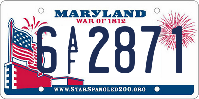 MD license plate 6AF2871