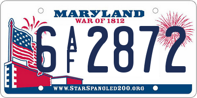 MD license plate 6AF2872