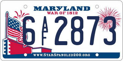 MD license plate 6AF2873