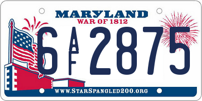 MD license plate 6AF2875