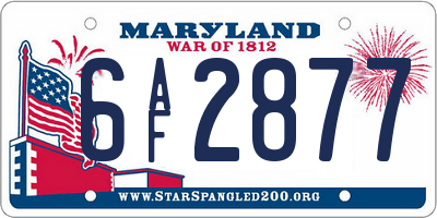 MD license plate 6AF2877