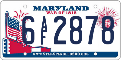 MD license plate 6AF2878