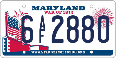 MD license plate 6AF2880
