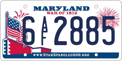 MD license plate 6AF2885