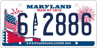 MD license plate 6AF2886