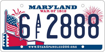 MD license plate 6AF2888