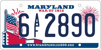 MD license plate 6AF2890
