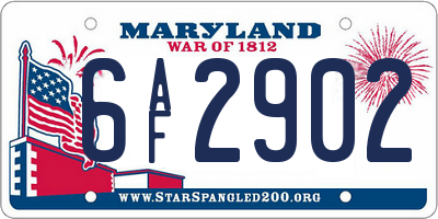 MD license plate 6AF2902