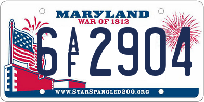 MD license plate 6AF2904