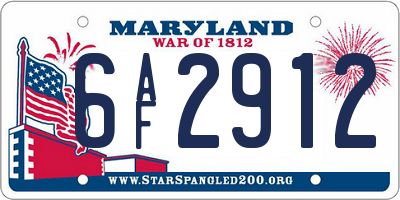 MD license plate 6AF2912