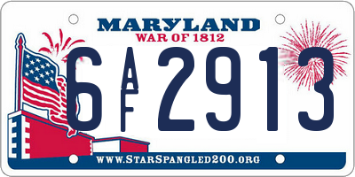 MD license plate 6AF2913