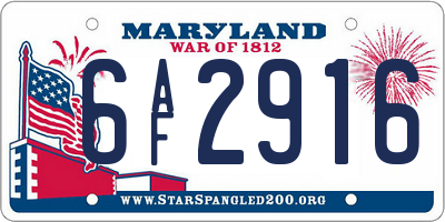 MD license plate 6AF2916