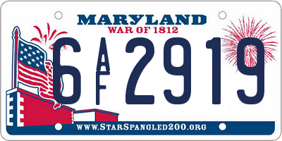MD license plate 6AF2919