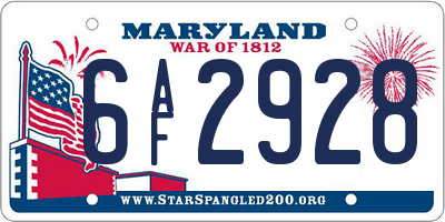 MD license plate 6AF2928