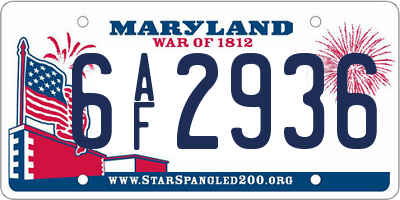 MD license plate 6AF2936