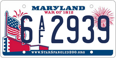 MD license plate 6AF2939