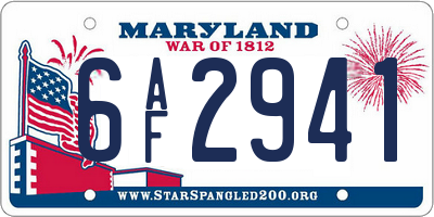 MD license plate 6AF2941