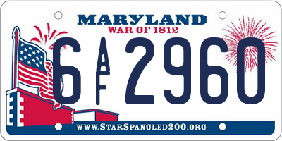 MD license plate 6AF2960