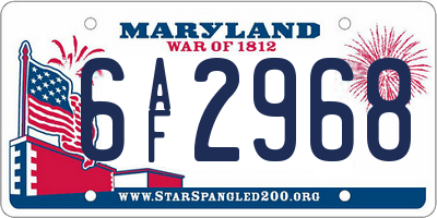 MD license plate 6AF2968