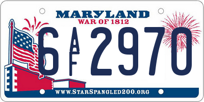 MD license plate 6AF2970