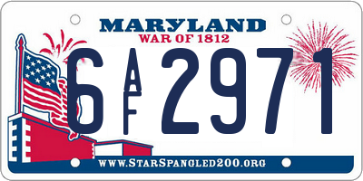 MD license plate 6AF2971